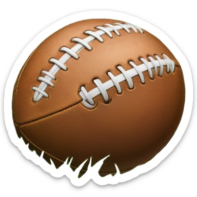 Cinematic Realistic image of an AFL ball resting on a lush, grassy field, showcasing weathered leather textures and intricate markings, bathed in soft, natural lighting that emphasizes its iconic role in the game sticker