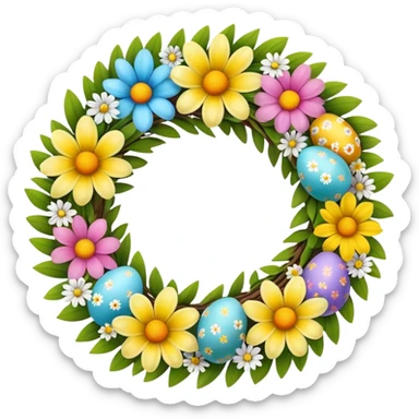 flower easter wreath, made exactly in a shape of an egg sticker