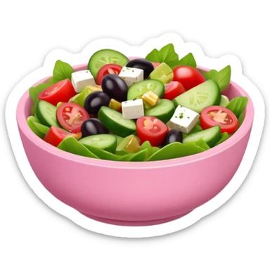 super realistic greek salad in small pink bowl sticker