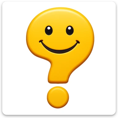 Add a smiling face to the funny question mark in the same style as the original image. sticker