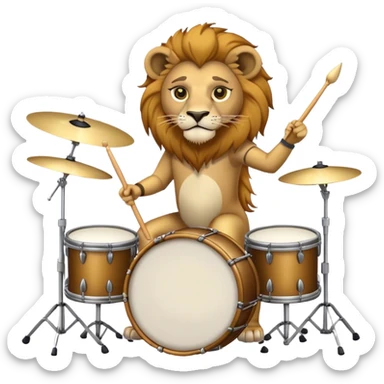 A lion drummer sticker