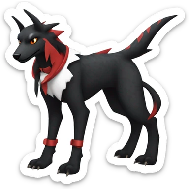 Black Cool Edgy Sergal-Houndoom-Fakémon  with White and Red Edgy markings sticker