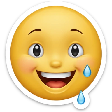 Emoji, yellow round laughing tilted head face with tears of fun sticker