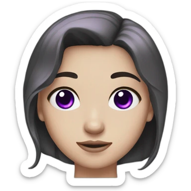 a white girl with purple eyes, half hair black and half hair white sticker