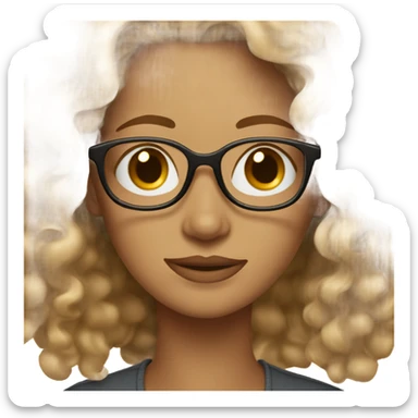 Gorgeous light brown woman with medium length blonde curly hair and glasses sticker