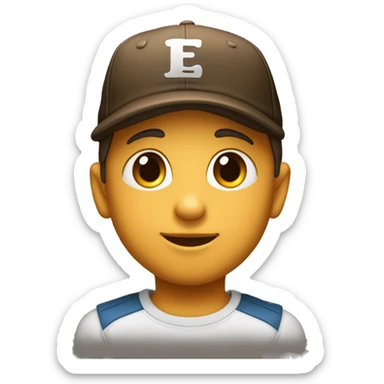 un petit garcon avec une casquette à l'e noir et une peau un petit peu  bronzé et un teeshirt blan  sticker