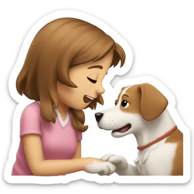 A dog playing with girl sticker
