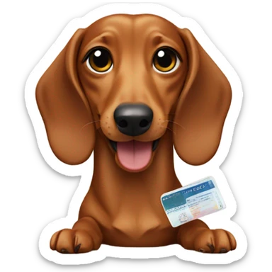 dachshund eats passport sticker