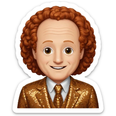Larry Fine from The Three Stooges with auburn hair, brown sequin suit  sticker