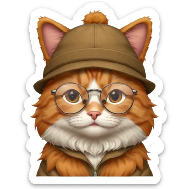 a cat with hat and glasses sticker