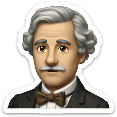 19th century brunette European writer with a bow tie sticker