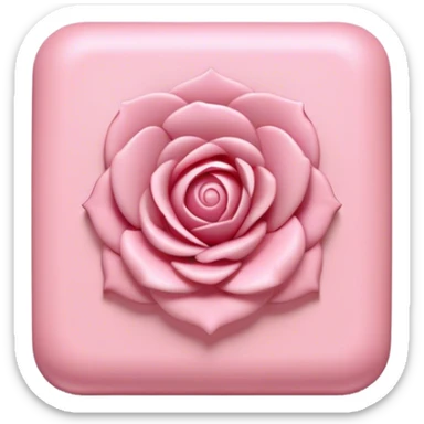 Create a 3D ultra detailed light pink colored square shaped button with a rose border sticker