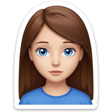 Girl Brown hair straight hair Blue eyes sticker