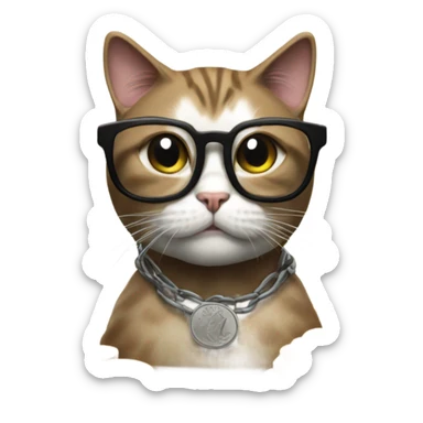 cat in brutal glasses with coins sticker