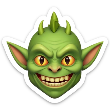 goblin enemy with pointed ears and evil grin sticker