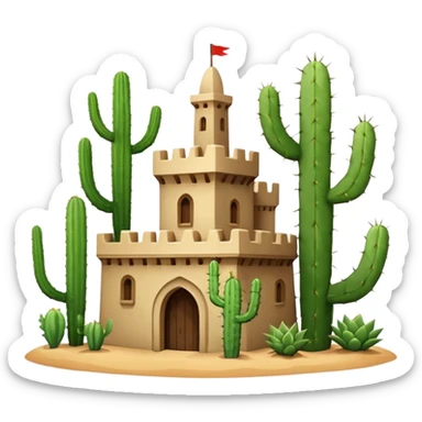 castle cactus sticker