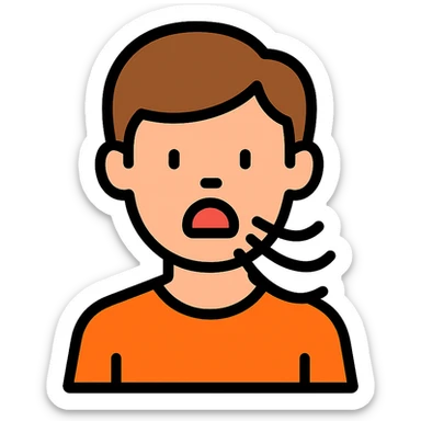 colored medical style icon of a person breathing through the mouth, clear sticker