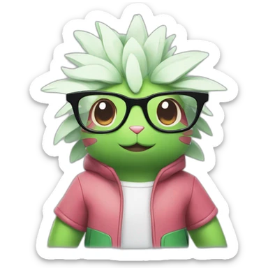 Shaymin pokemon wearing glasses sticker