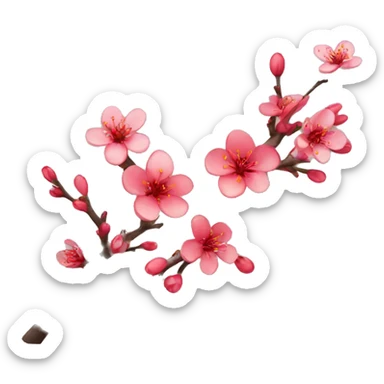 red, plum blossoms, expression sticker