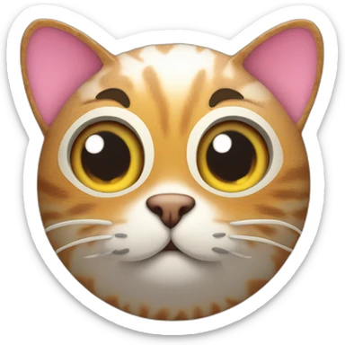 3d sphere with a cartoon Cat skin texture with big playful eyes sticker