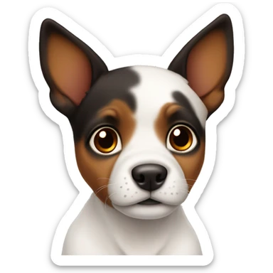 No white Puppy with pointy ears with black and brown tortoiseshell without white with pointy ears sticker