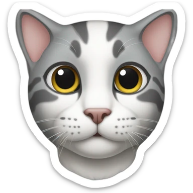 Cat-gray-white-small-ears sticker