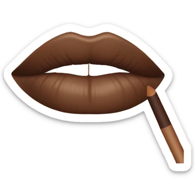 Lips with brown lip liner sticker