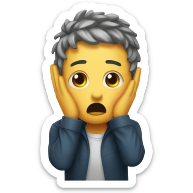Hands on head in shock sticker
