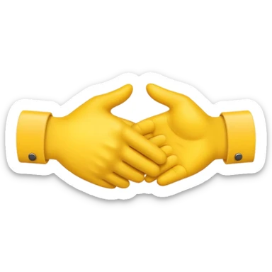 respectful handshake, both yellow hands visible, apple emoji style sticker