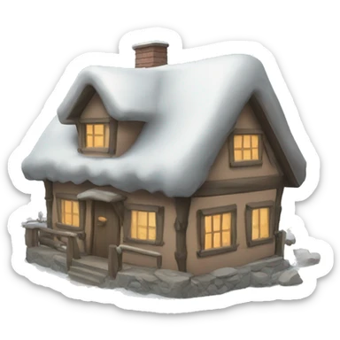 winter cottage sticker