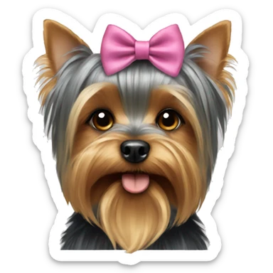 Yorkshire terrier with a bow sticker