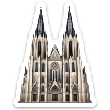 Cinematic Realistic Cologne Cathedral Landmark Emoji, showcasing Gothic architecture rendered with detailed stone textures and majestic, dynamic lighting. two tall  tall towers on either side sticker