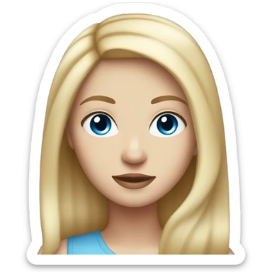 A white girl with datk blonde straight hair and blue eyes sticker