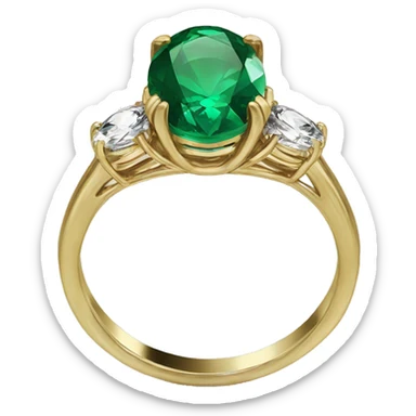 gold engagement ring oval emerald  sticker