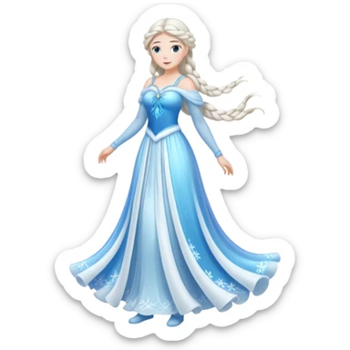 An ice Snow Maiden character, full body, standing in side view, made of translucent ice, winter fairy tale style. sticker