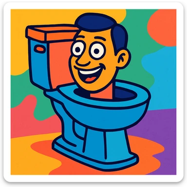 skibidi toilet, a toilet with a head, vibrant toon style sticker