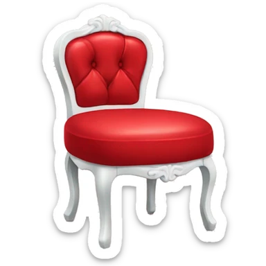 Red vanity chair with a white bow on it sticker
