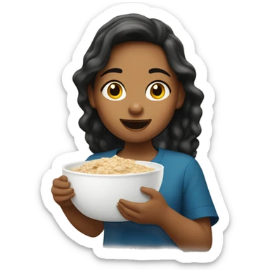 A Burnett girl eating oatmeal sticker