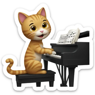 Cat playing piano sticker