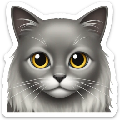 black cat domestic long-haired with white spot on the mouth sticker