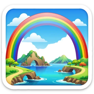 Rainbow Bridge – Arched rainbow connecting islands. sticker
