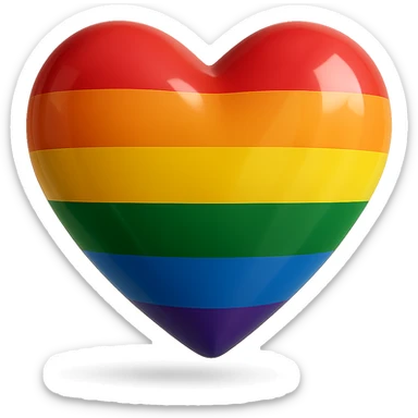 Make the realistic pride heart appear 3D and floating with a subtle shadow below in a photorealistic style, no background. sticker