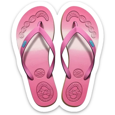 female pink wornout flip flips with toes inprints on soles sticker