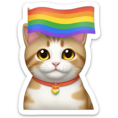 Cat with gay flag sticker
