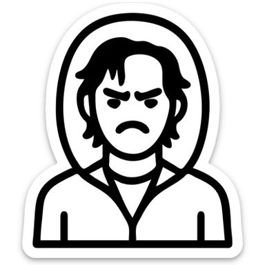 Third Squid Game Season 2 character, individual portrait, simple facial features, dramatic expression, black and white outline sticker