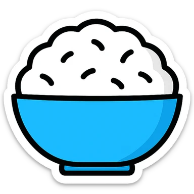 simple bowl of white rice, minimal, clean, icon style sticker