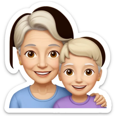 Silueta de anciana e hija sticker