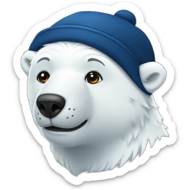 polar bear wearing a black and dark blue cap sticker