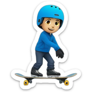 Garçon au œil bleu qui fait du skate bord sticker