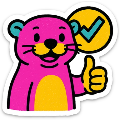 Remove the background so the otter giving a thumbs up with a stamp of approval is on a transparent background, keeping vibrant colors. sticker